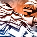 Robot sorting through a stack of papers
